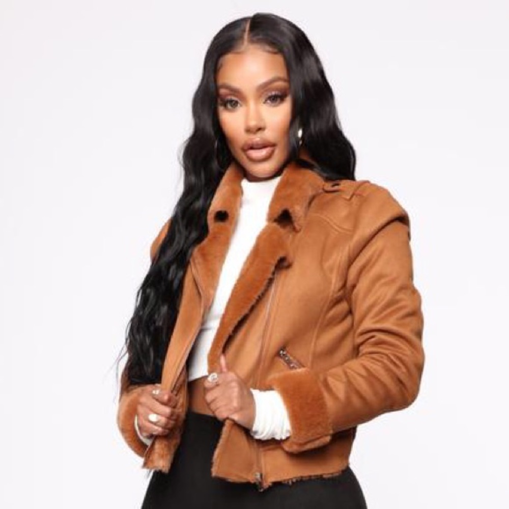 Fashion Nova Ready To Go Moto Faux Fur Jacket Coat